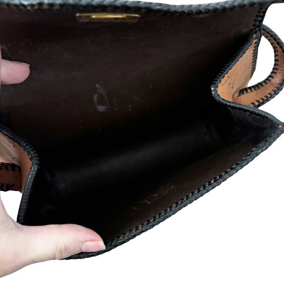 Vintage 1970s Hand-Tooled Leather Top Handle Bag - Picture 6 of 8